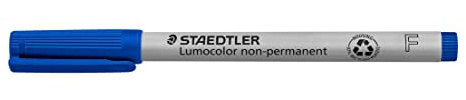 STAEDTLER 316-3 Lumocolor Non-Permanent Pen, Fine Line Width, 0.6mm - Blue (Box of 10)