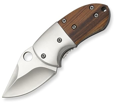 Coltello tascabile EDC con lama in acciaio inox da 5 cm e impugnatura in legno per caccia, pesca, campeggio, outdoor, sopravvivenza e bushcraft Albainox 18509
