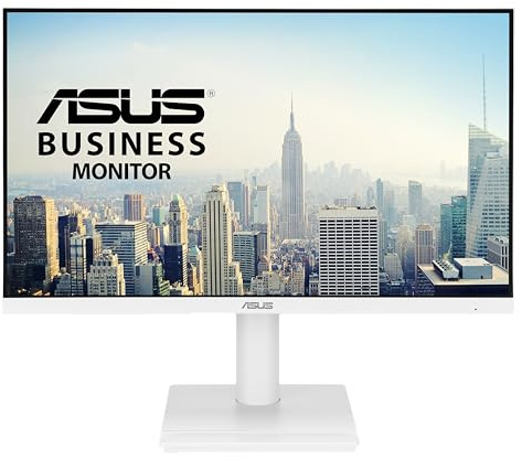 ASUS VA279QGS-W Business Monitor da 27, Full HD IPS (1920x1080), 1ms (MPRT), 120Hz, HDMI, DisplayPort e VGA, Senza Cornice e Sfarfallio, Tecnologia Low Blue Light, Design Ergonomico, Bianco