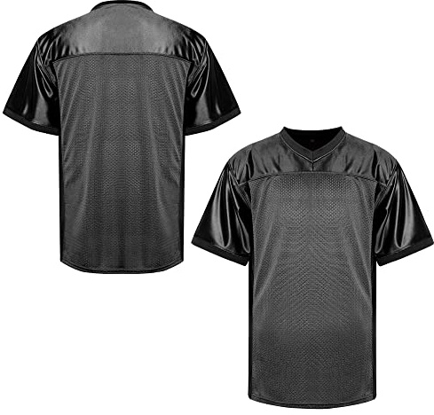MESOSPERO Maillot de football vierge pour homme, style hip-hop des années 90, noir, blanc, rouge, vert, taille S à 3XL, #Blank - Noir, Taille XL