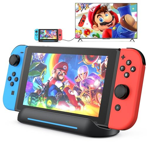 5 in 1 Switch Dock for Nintendo Switch OLED TV Adapter Switch Docking Station with HDMI USB 3.0 Port Type C Charging Type C Connectors Travel Switch Base Portable USB C Hub Stand