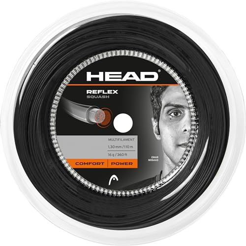 HEAD Corde de Squash Reflex Unisexe, Noir, 48