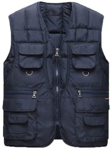 Gilet da Esterno da Uomo Gilet da Pesca Multitasche Cappotto Invernale Caldo Senza Maniche Gilet Caldo Spesso Casual per Fotografia Arrampicata Escursionismo