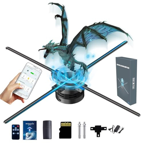 Missyou 3D Hologramm Projektor 85 cm – LED Display mit 1024 hochhellen LEDs, WiFi- und Bluetooth-Funktion, App,erweiterbar zu Videowand,ideal für Messen,Events, inklusive 3D Weihnachtsbaum Videos