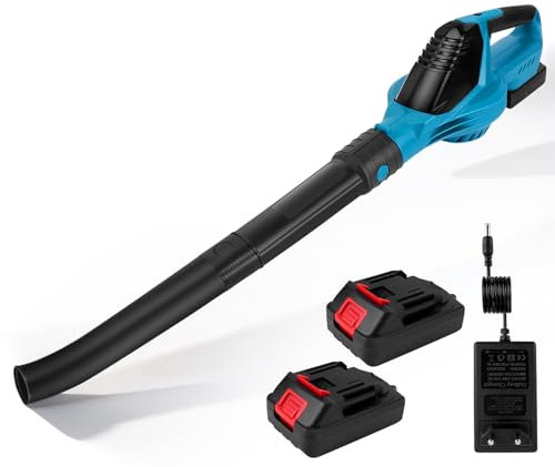 Soffiatore a Batteria per Giardino, 21V Soffiatore Foglie Senza Fili con 2* Batteria & Caricabatterie, con 5 Velocita Variabili Soffiatore Elettrico per la Cura del tuo Giardino.