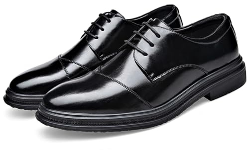DADAWEN Chaussures de Ville Homme Cuir Verni Noir Derby pour Mariage cérémonie Travail Bureau Noir 46
