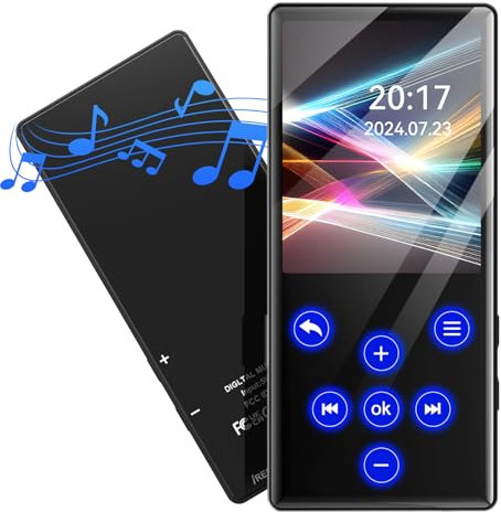 Gueray Reproductor de MP3 de 128GB con Bluetooth 5.0 Reproductor de música Digital portátil con Sonido HiFi Altavoz Incorporado Soporte Radio FM Grabadora de Voz Tarjeta TF