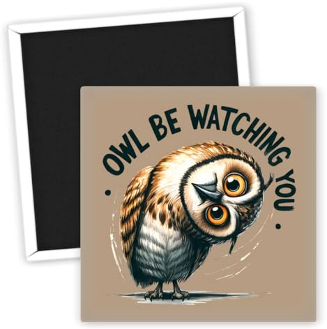 Eule Owl Be Watching You - Kühlschrankmagnet Eule Deko - Lustige Tiermagnete für Tierliebhaber - Eulen Geschenke - Tier Kühlschrankmagnete - Kreative Kühlschrank Deko Tiere
