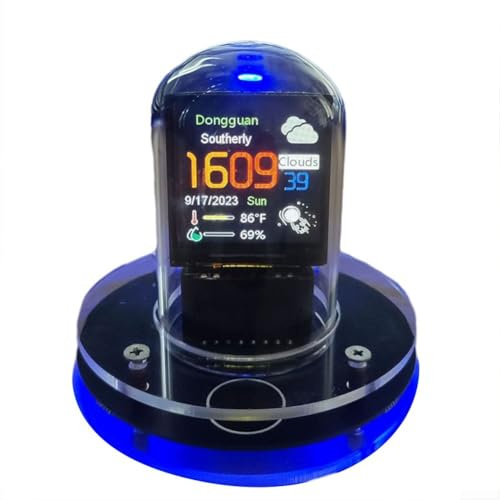 Honseadek Simulation Nixie Tube Clock Smart WIFI Weather Station Clock Smart Neon Tube Clock Desktop Decoration Animations Electronic Album Clock for Home Use