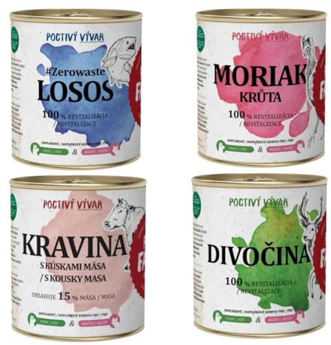 Caldos Naturales para Perros y Gatos – Venado, Salmón, Pavo y Ternera – Suplemento Alimenticio Hidratante y Sabroso – Sin Aditivos – Ideal para Dietas Barf – Pets Farm Family – Pack Variado