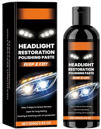 Vartegas Pâte à polir pour l'entretien des phares de voiture, éclaircissement, kit de restauration pour rayures et oxydation, lampes de voiture, clignotants de moto, feux de bateau