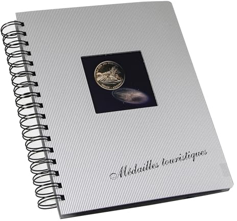 SAFE 7809 Album à spirales pour 48 médailles souvenirs – 4 inserts TOPset avec alvéoles, pochette en carton solide gris/argent, 205 x 235 x 30 mm