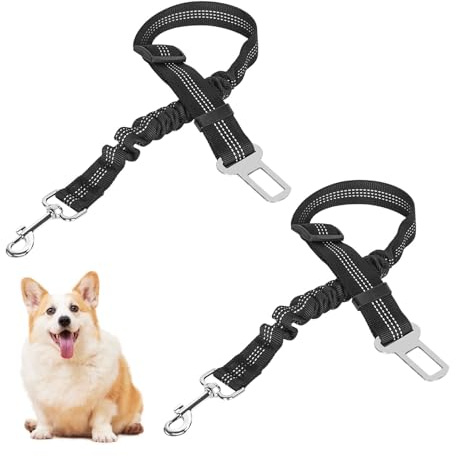 LBJFYHJN Hundbälte bil, bälte hund bilbälte hund bilbälte hundar justerbar elasticitet hållbart bälte bil reflekterande mjuk hundsele för alla hundraser