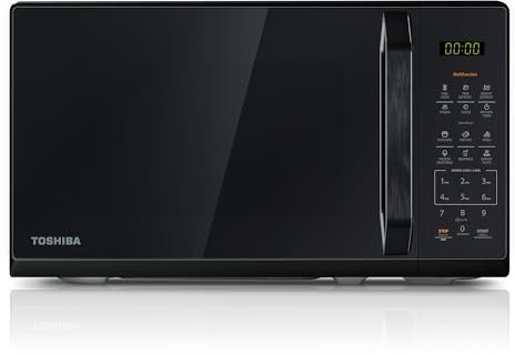 TOSHIBA Mikrowelle in spiegelndem Schwarz, 20 Liter, 800W, digitale Solo-Klein Mikrowelle mit 11 Leistungsstufen, 6 Automatikprogrammen, Express-Kochfunktion, Auftauen, Digitaldisplay, MW3-EM20PE(BM)