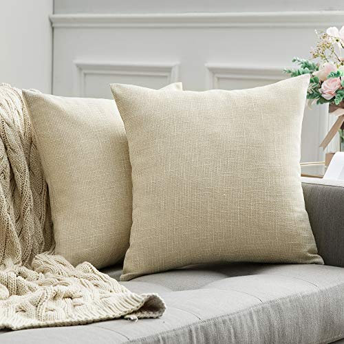 MIULEE Weihnachten Kissenbezüge Kissenhülle Dekokissen Leinen-Optik Dekorative Kissenbezug Sofakissen Couchkissen Deko Kreuz mit Verstecktem Reißverschluss für Schlafzimmer 2er Set 40x40 cm Creme Weiß