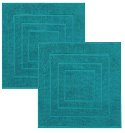 Betz 2 Stück Badvorleger Palermo 100% Baumwolle Badematte Badteppich Duschvorlage Größe 60x60 cm Qualität 680g/m² Farbe Petrol