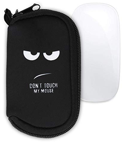 kwmobile Hülle kompatibel mit Apple Magic Mouse 1/2 - Neopren Hülle für PC Mouse Schutzhülle - Computer Maus Tasche - Neopren Tasche für PC-Maus - Weiß Schwarz
