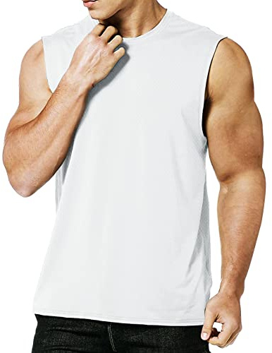 MEETYOO Canotte Uomo,Maglie Senza Maniche Palestra T Shirt Sportiva per Corsa,Fitness e attività all'Aperto,Bianco,XL