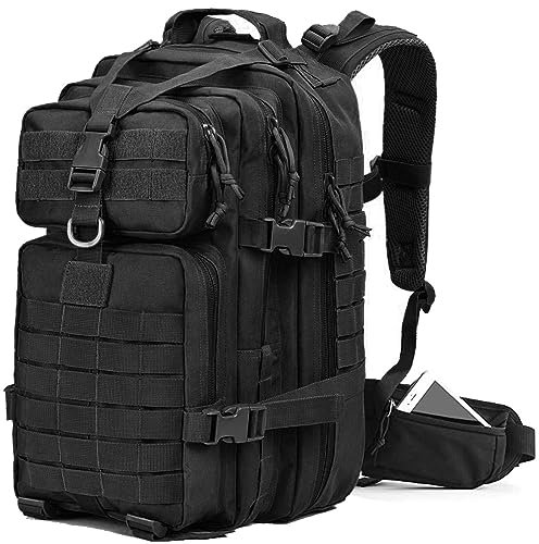 EMDMAK Militärischer taktischer Rucksack, 42 l, großer Militär-Rucksack, Armee-Rucksack für 3 Tage, schwarz, 42L