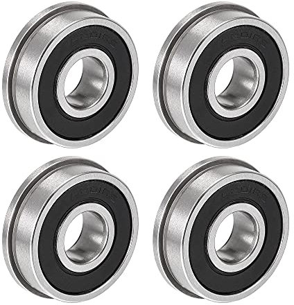 sourcing map F6201-2RS Flanschkugellager, 12 x 32 x 10 mm, doppelt versiegelt, Chromstahl-Kugellager, 4 Stück