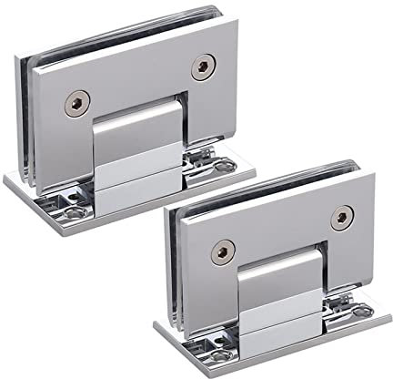 WANLIAN 2pcs Heavy Duty 90 Grad Glastür Schrank Vitrine Schrank Klemme Glas Duschtüren Scharnier Ersatzteile... (2pcs Chrome)