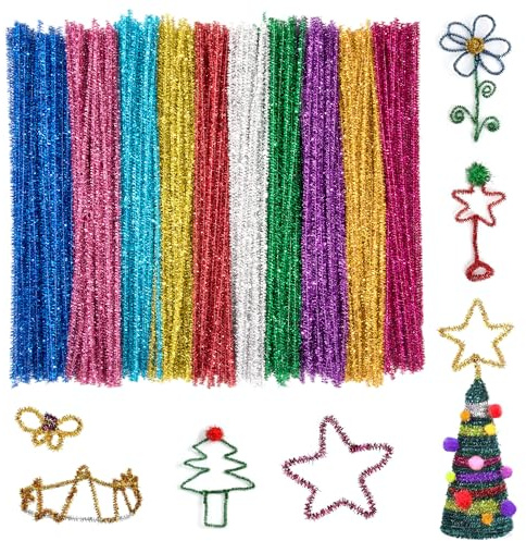 Limpiapipas Brillantina Limpiadores de Pipa Tallos de Chenilla para Manualidades Decorar Juguetes Educativos Bricolaje y Decorar 400 Piezas