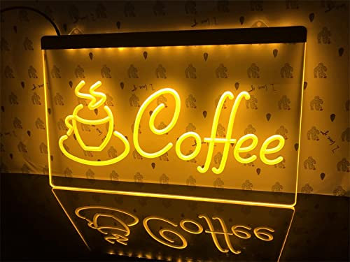 FINOTI Luz neón Taza café Coffee Cup Shop letreros neón Letrero neón led Cappuccino Cafe Letrero Luminoso Multicolor neón Bar café Tienda Abierta rótulo Luminoso con Interruptor Regulable,E11.8x7.9in