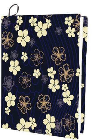 craspire Dehnbarer Buchumschlag Mit Blumenmotiv Marineblau Waschbar Wiederverwendbar Großer Buchschutz Aus Nylongewebe Und Polyester 9.4x15.7(5) cm Elastische Notizbuchumschläge Geeignet