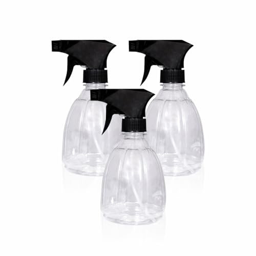 THE BELL Empty Spray Bottle Plastic Bottles Essential Oil Gardening Trigger Sprayer Reusable Fine Mist Travel Party Barbershop Plant Mist Kitchen Bathroom Organic Cleaning Hair Salon 400ml (3PCS)