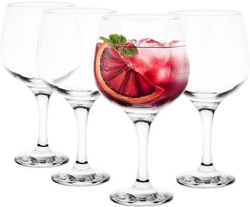 Glasmark KROSNO 1992 Copas de vino, 4 unidades, 650 ml, copas grandes para vino blanco, copas para vino tinto, cóctel, agua, helado, postre, transparente, aptas para lavavajillas