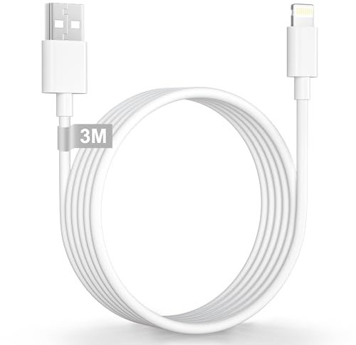 Cable iPhone 3 Metros [MFi Certificado], Cable Cargador iPhone Carga Rapida Largo cable USB a Lightning iPhone Charger cable para iPhone 14 13 12 11 Pro Max XS XR X 8 7 6 SE, iPad, iPod, AirPod