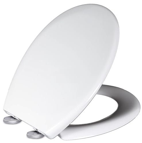 Retoo Toilettensitz WC Sitz langsam fallend, Toilettendeckel für einfach Reinigung, Antibakterieller Klodeckel, Universal Klobrille kompatibel passend für viele WC-Modelle, Einfache Montage, Weiß