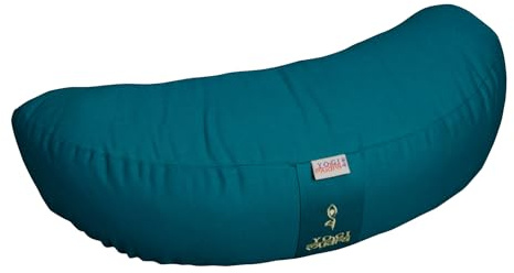 Yogimudra Kissenbezug-Set für Halbmondkissen 42x20x12 cm – 2-teilig (1x Innenbezug & 1x Außenbezug mit Reißverschluss) – Ersatzbezug für Yoga- & Meditationskissen, 100% Baumwolle, waschbar (Petrol)