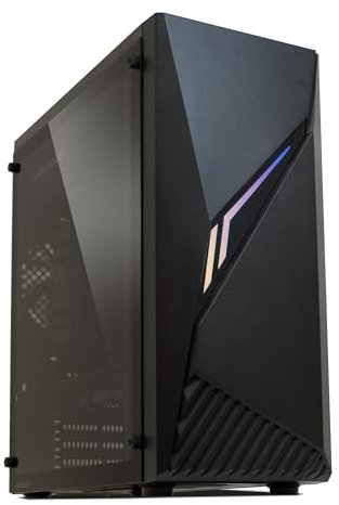 Zalman Raven ATX Mid-Tower Gaming PC Case - RGB Lighting Strip with Control Button, Full Tempered Glass Side Panel, 1 x 120mm Fan Pre-Installed, USB 3.0, Desktop Computer Case