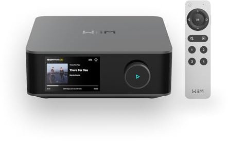 WiiM Amp Ultra with Voice Remote 2 | 100W Streaming Amplifier with Premium ESS ES9039Q2M DAC & Dual TI TPA3255 Amps | Built-in RoomFit EQ & Touchscreen | HDMI ARC, Optical, RCA Inputs | Space Gray
