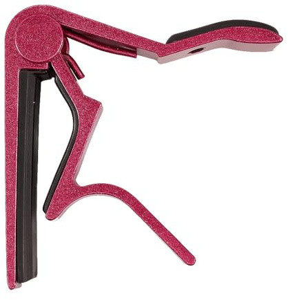 OUTLETISSIMO® Roter Kapodaster für Akustikgitarre, Bass, Ukulele, Banjo und Instrumente bis zu 6/7 Saiten aus Zinklegierung