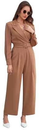 Love Welove Fashion Women’s Dressy Fall Jumpsuits – Long Sleeve Formal Rompers, Elegant Wedding Guest & Evening Outfits, Camel, XL