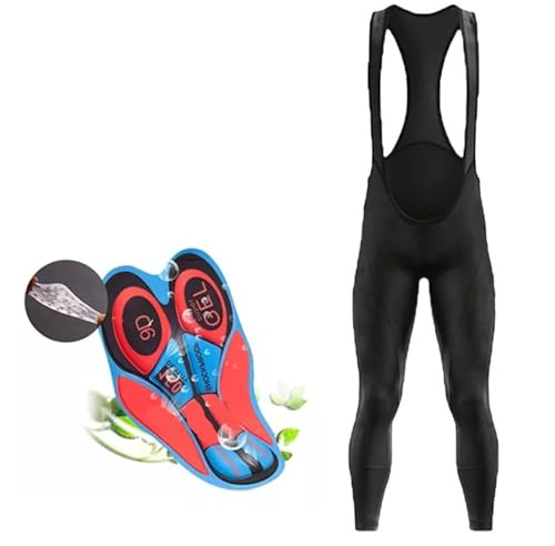EnxJire Cuissard Long à Bretelles de Cyclisme VTT rembourré Bavoirs Noir Cyclisme Bavoir Pantalon Respirant vélo Collants Hommes(Bib 1,XXL)