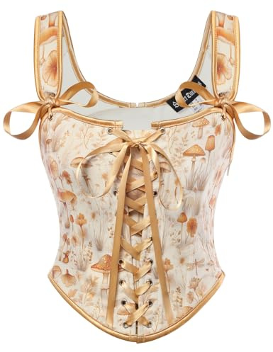 SCARLET DARKNESS Women Renaissance Corset Lace-up U-Neck Floral Corset Top Shapewear Bustier