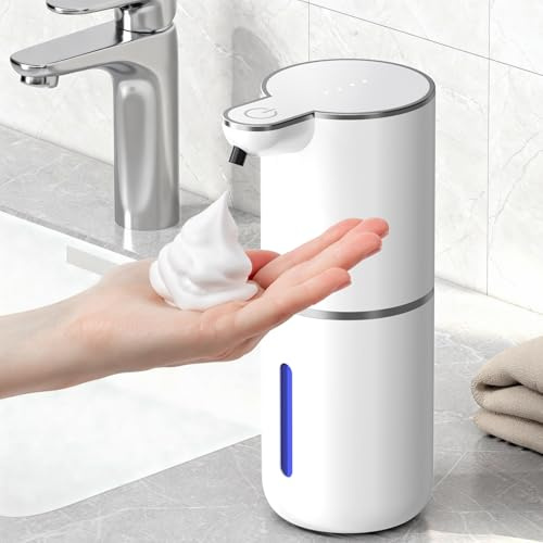 Dispenser automatico per sapone, 380 ml, elettrico, a parete, senza contatto, con sensore, ricaricabile tramite USB, impermeabile IPX5, dispenser per sapone in schiuma per bagno e cucina