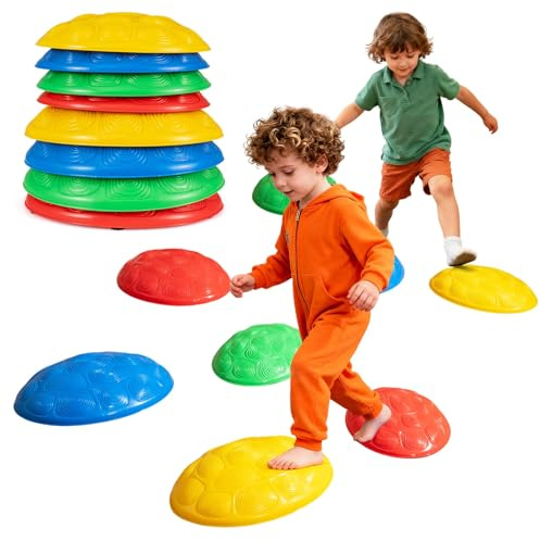 RELAX4LIFE Pietre di Equilibrio per Bambini, 8/9 Pezzi, Percorso di Motricità, Pietre di Equilibrio Impilabili Antiscivolo, Giochi Sensoriali Interni ed Esterni per Bambini 3+ Anni (Tartaruga)