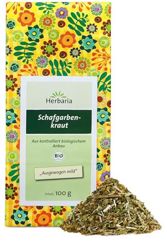 Herbaria Schafgarbenkraut Tee bio 100g – loser Bio-Kräutertee – Bio-Schafgarbentee lose – Bio-Schafgarbenkraut getrocknet und grob geschnitten – für natürlich guten Teegenuss