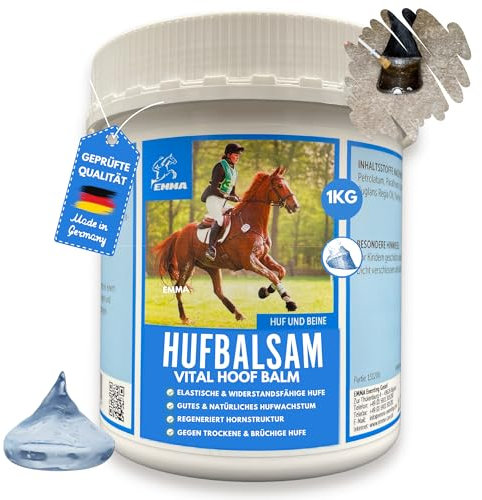 EMMA Huffett Pferde mit Wallnussöl 1000 ml Hufgel I Hufbalsam für Pferde Hufpflege gesunde Hufe I Hufsalbe mit Pinsel auftragen gegen trockene Hufe Strahlfäule Pferd Mittel I Huf Fett Strahlmittel