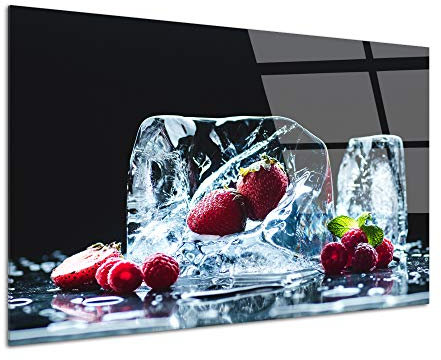 Tableau verre acrylique, impression sur verre acryliques, tableau verre acryliques cuisine, Tableau verre acrylique design deco Les Fruits Rouges, 50x30 cm