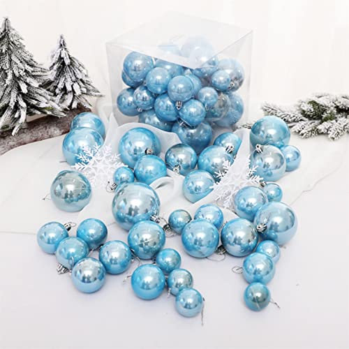EXQULEG 37 Stück Weihnachtskugeln Set, Kunststoff Christbaumkugeln, Glitzer Weihnachtsbaumkugeln, Weihnachtsbaum Deko Christbaumschmuck (Hellblau)