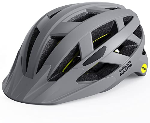OutdoorMaster Gem Recreational MIPS Cycling Helmet - Two Removable Liners & Ventilation in Multi-Environment - Bike Helmet in Mountain, Motorway for Youth & Adult (Pavement Gray, Medium)
