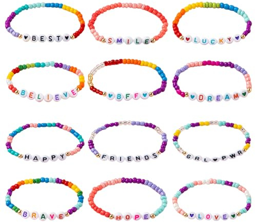 Steemjoey 12 Pezzi Braccialetti Amicizia Bambini, Braccialetti Bambina Gioielli, Braccialetti Intrecciati Regolabile Carino per Festa Compleanno Regalo Gioielli Ragazza