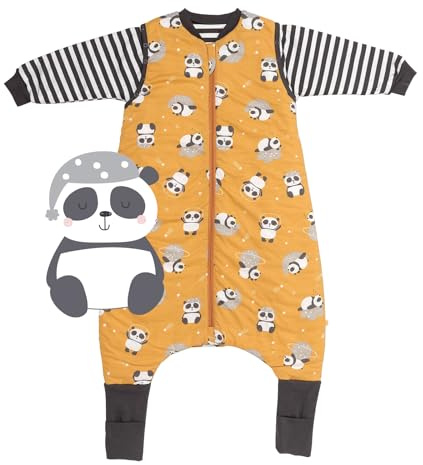 Slumbersac Sacco nanna con piedini bambini 2.5 Tog 90 cm Panda I Sacco nanna con gambe per dimensione del corpo 90-100 cm | Sacco nanna maniche rimovibili