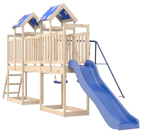 vidaXL Set da Gioco da Esterno in Legno Massello di Pino, Set da Gioco, playset, casetta con Scivolo, Set da Gioco in Legno, Set da Gioco da Giardino