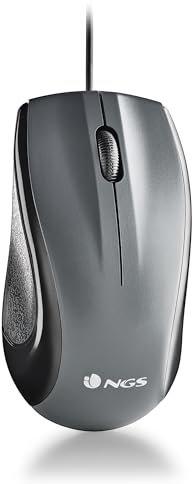 NGS Musk - Ratón Láser con Cable USB, 1200 dpi, Ergonomía Ambidiestra, 2 Botones y Rueda de Desplazamiento, Diseño Elegante y Plug and Play